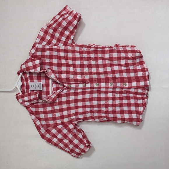 2 Piece Bundle Red Plaid Button Up Shirts Boy's Size 4/5 - Picture 3 of 4